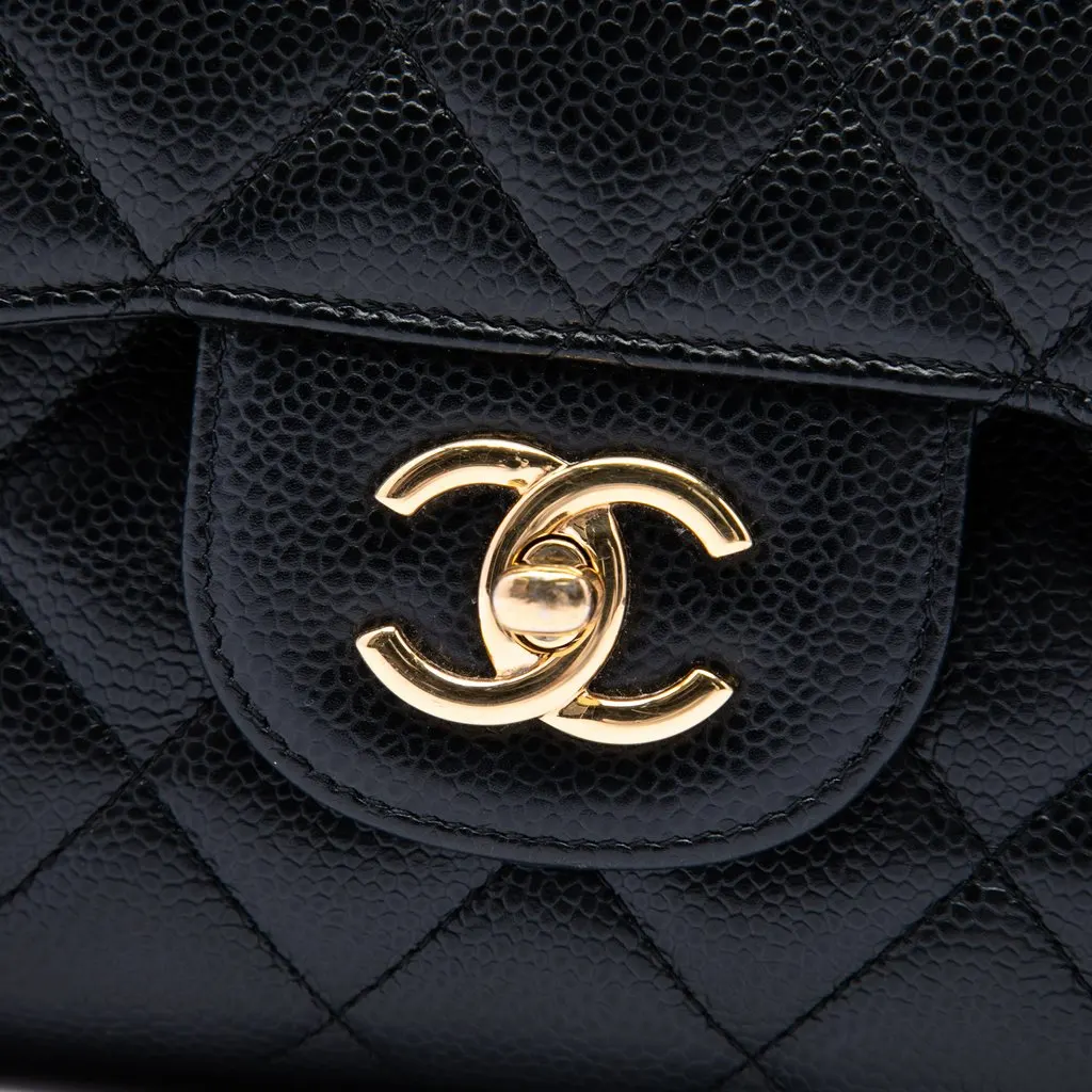 Chanel Jumbo Classic Caviar Double Flap Black Leather Very good - Box View