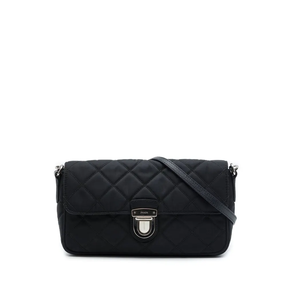 Prada Impuntu Tessuto Crossbody Black Polyamide Very good - Front View