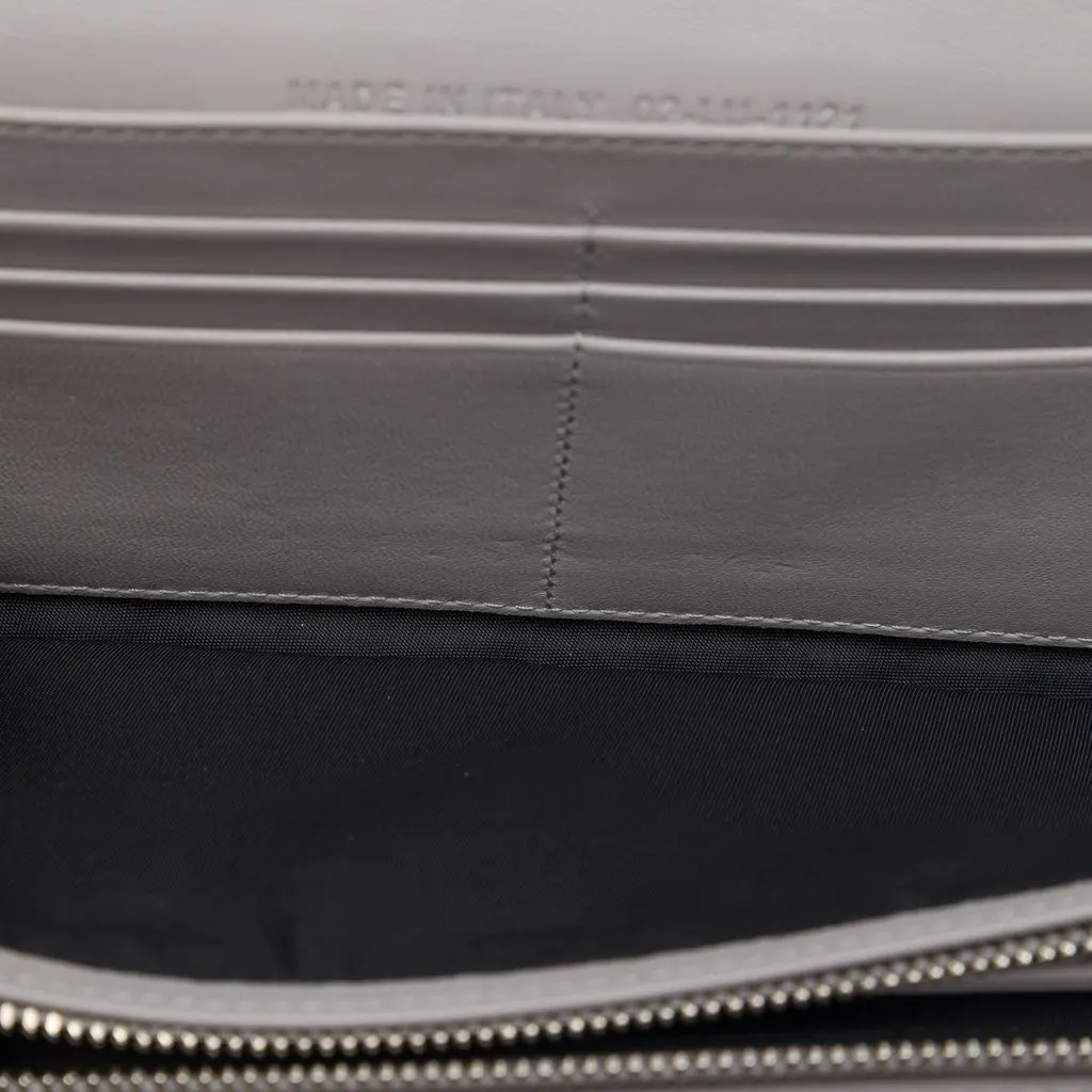 Dior Lambskin Cannage Lady Dior Wallet On Chain Grey Leather Very good - Model View