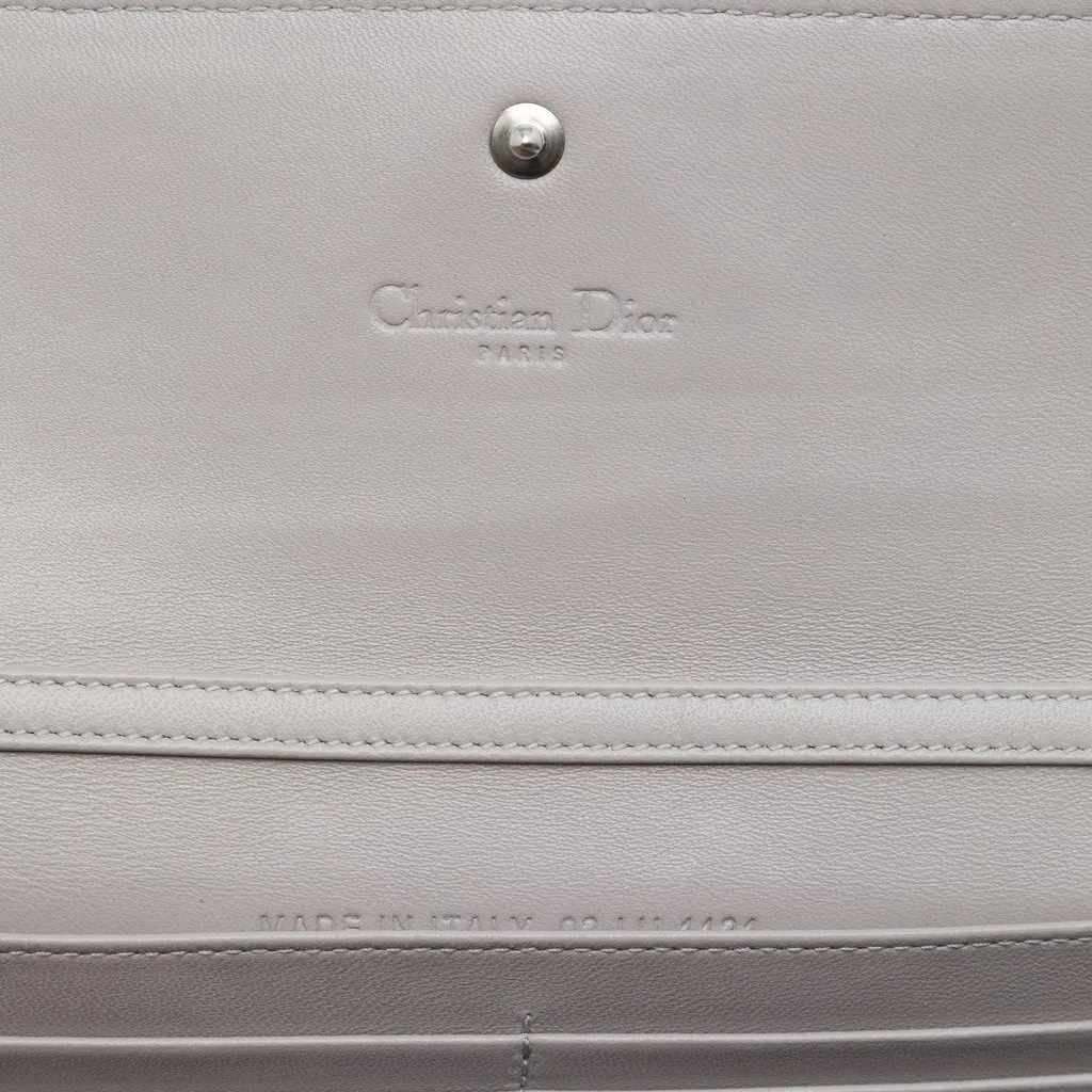 Dior Lambskin Cannage Lady Dior Wallet On Chain Grey Leather Very good - Box View