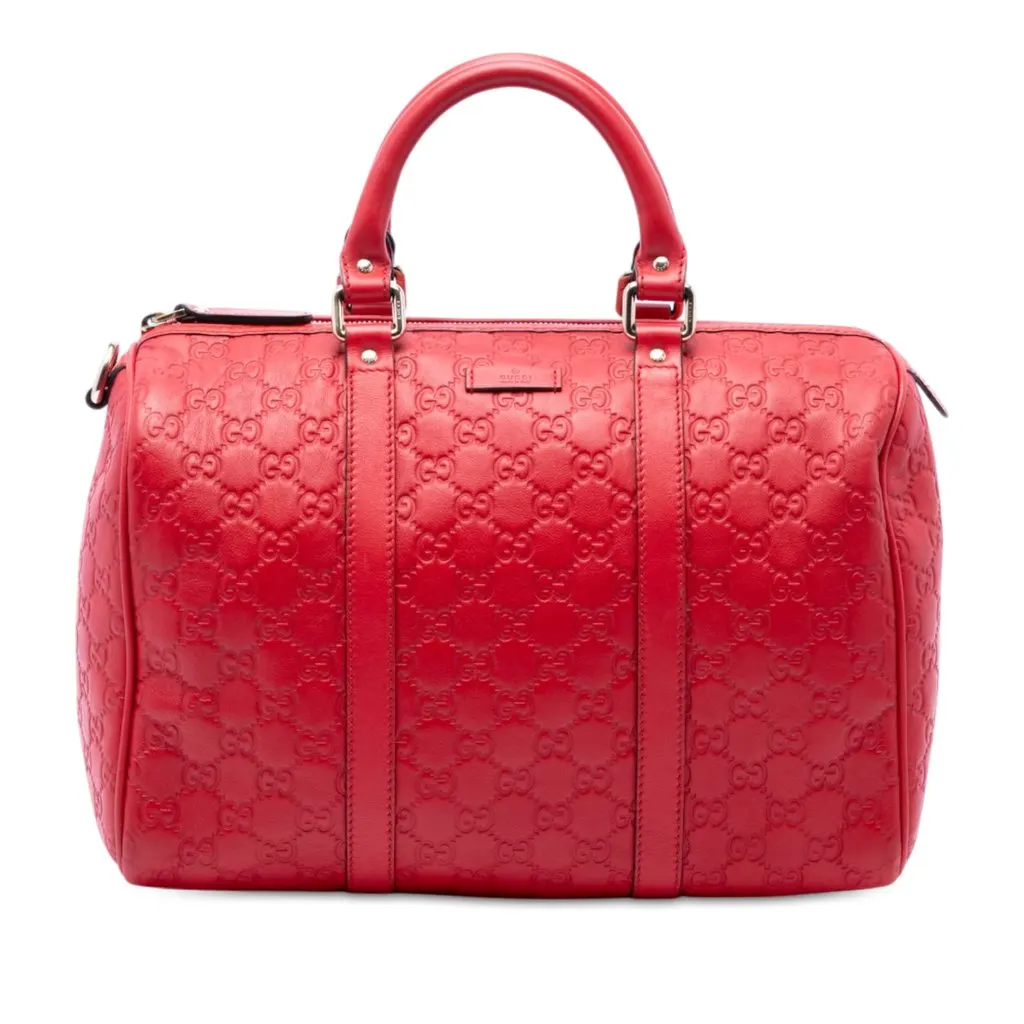 Gucci Medium Guccissima Joy Boston Bag Red Leather Good - Front View