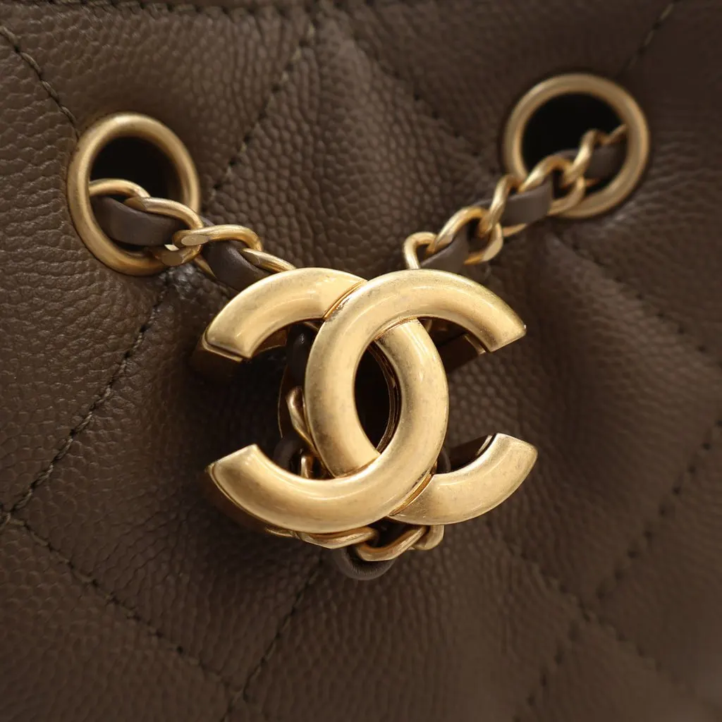 Chanel Mini Quilted Caviar Chanel 25 Hobo Brown Leather Very good - Model View