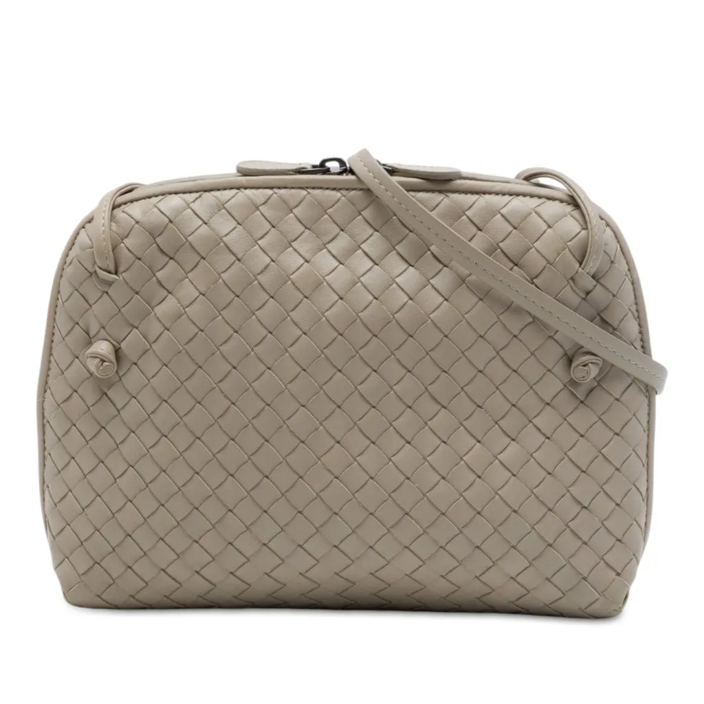 Bottega Veneta Nappa Intrecciato Nodini Crossbody Grey Leather Good - Front View