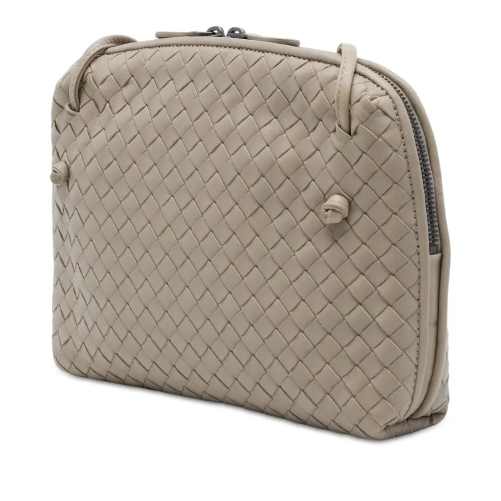 Bottega Veneta Nappa Intrecciato Nodini Crossbody Grey Leather Good - Back View