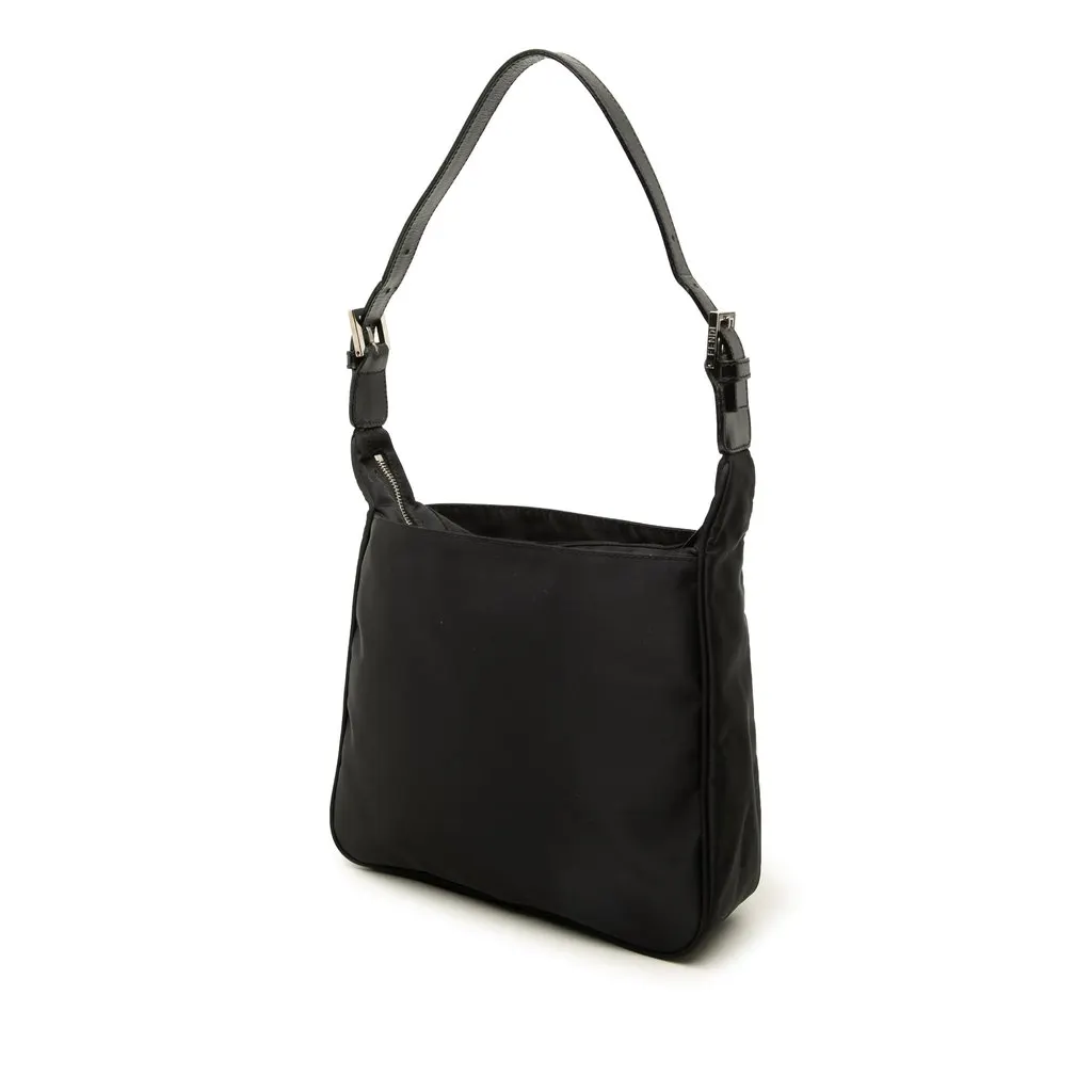 Fendi Nylon FF Shoulder Bag Black Polyamide Good - Back View