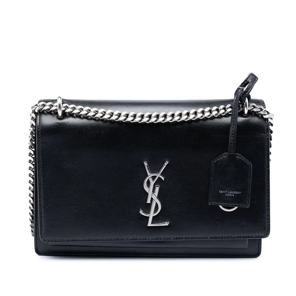 Saint Laurent Medium Calfskin Monogram Sunset Crossbody Black Leather Very good - Front View