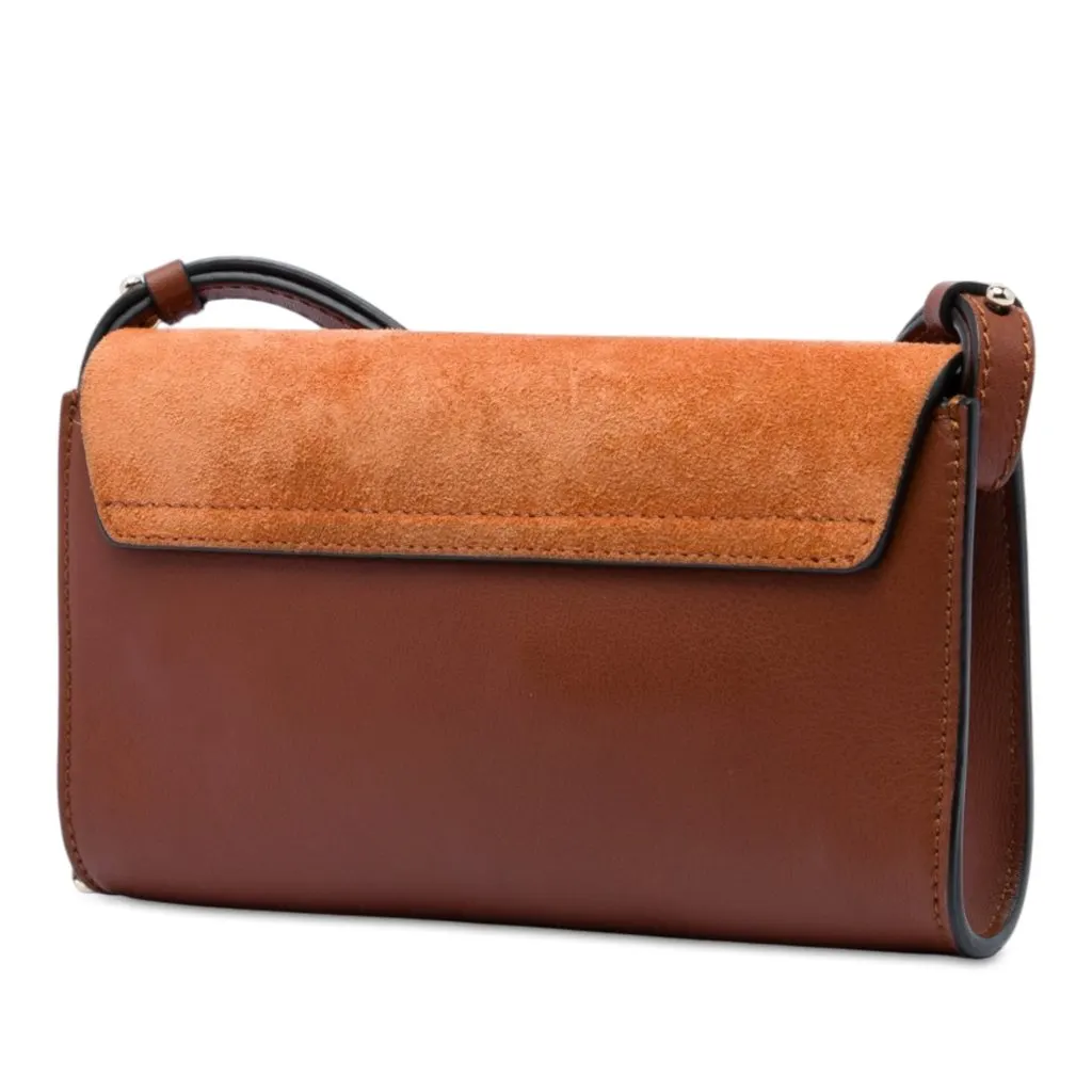 Chloé Mini Calfskin and Suede Faye Chain Crossbody Brown Leather Very good - Back View