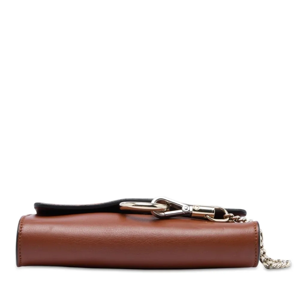 Chloé Mini Calfskin and Suede Faye Chain Crossbody Brown Leather Very good - Inside View