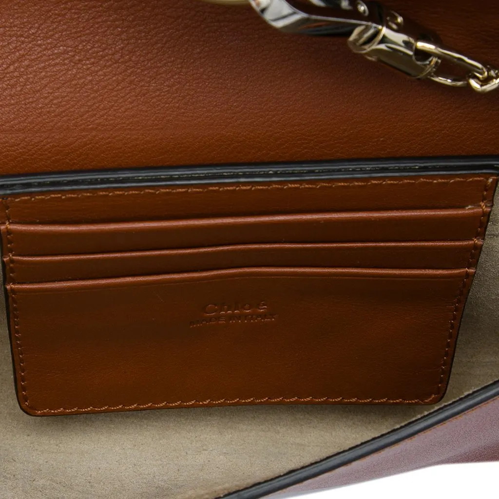 Chloé Mini Calfskin and Suede Faye Chain Crossbody Brown Leather Very good - Model View