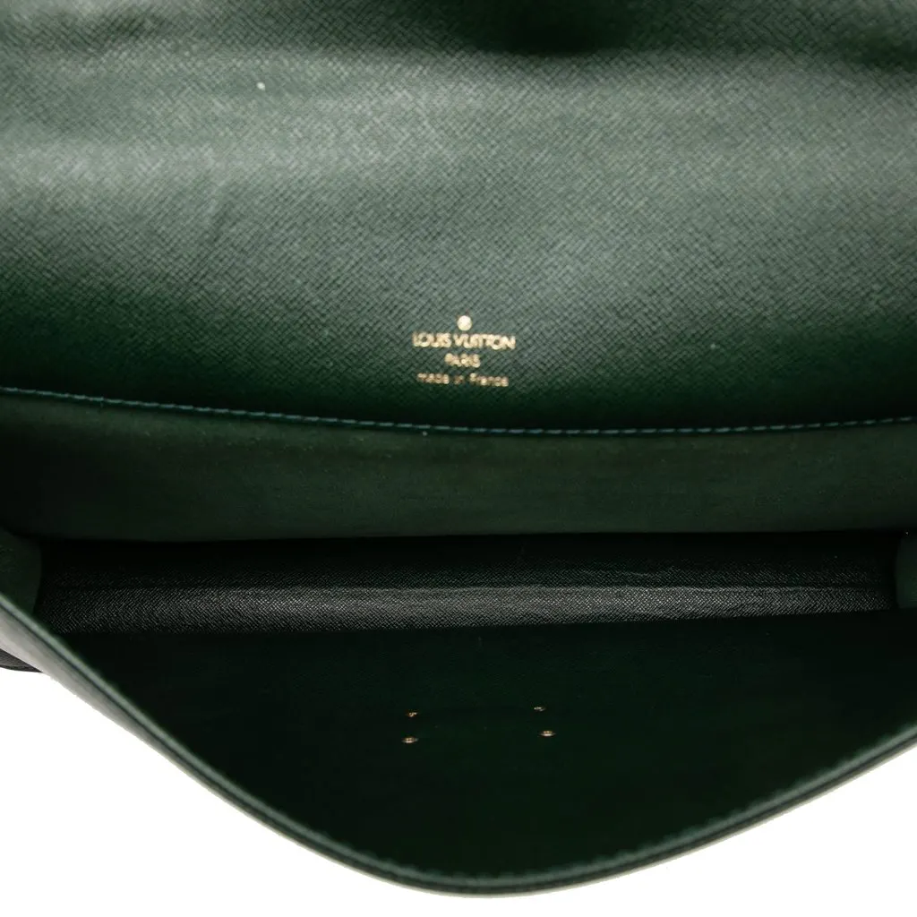 Louis Vuitton Taiga Serviette Kourad Briefcase Green Leather Very good - Model View