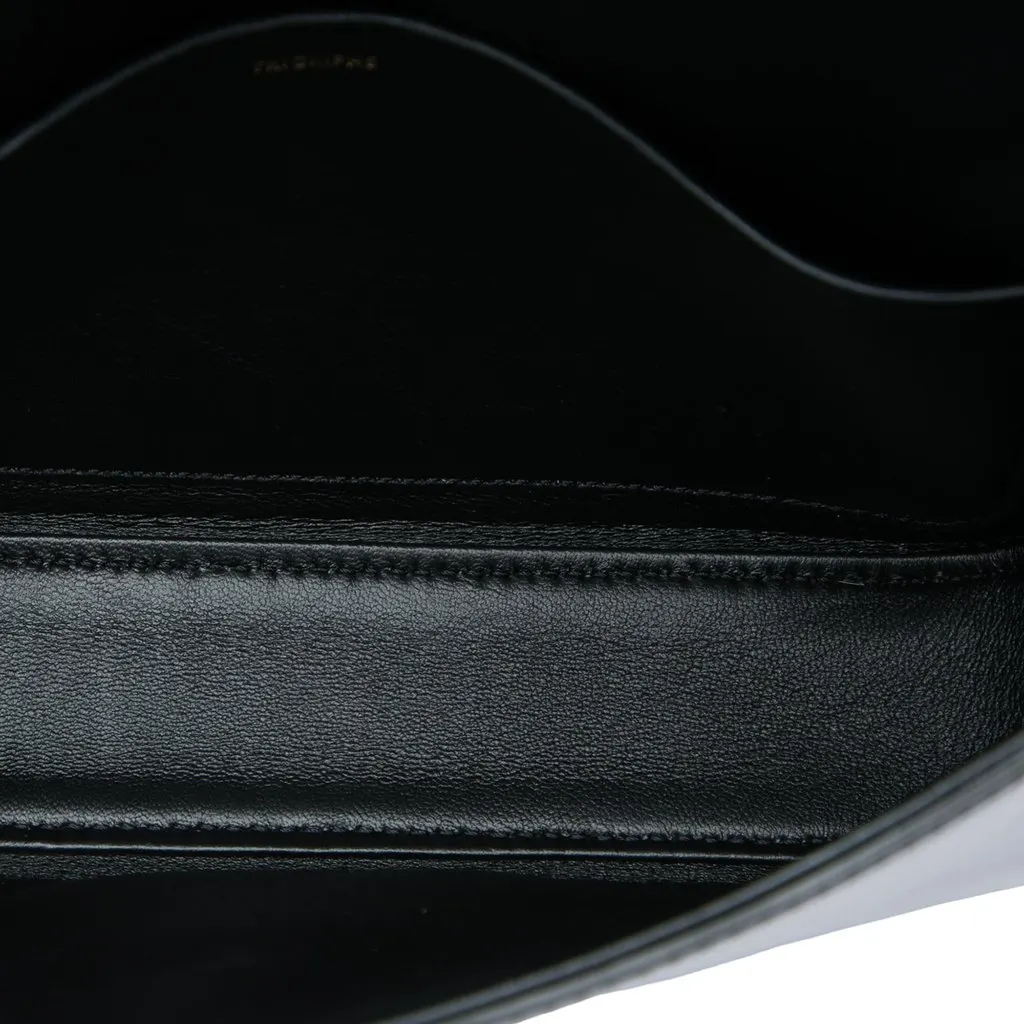 Celine Shiny Calfskin Triomphe Claude Shoulder Bag Black Leather Very good - Model View