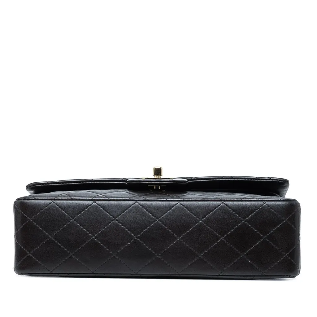 Chanel Medium Classic Lambskin Double Flap Black Leather Good - Inside View