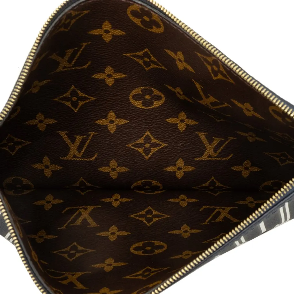 Louis Vuitton Calfskin Neverfull Inside Out MM Pouch Black Leather Very good - Model View