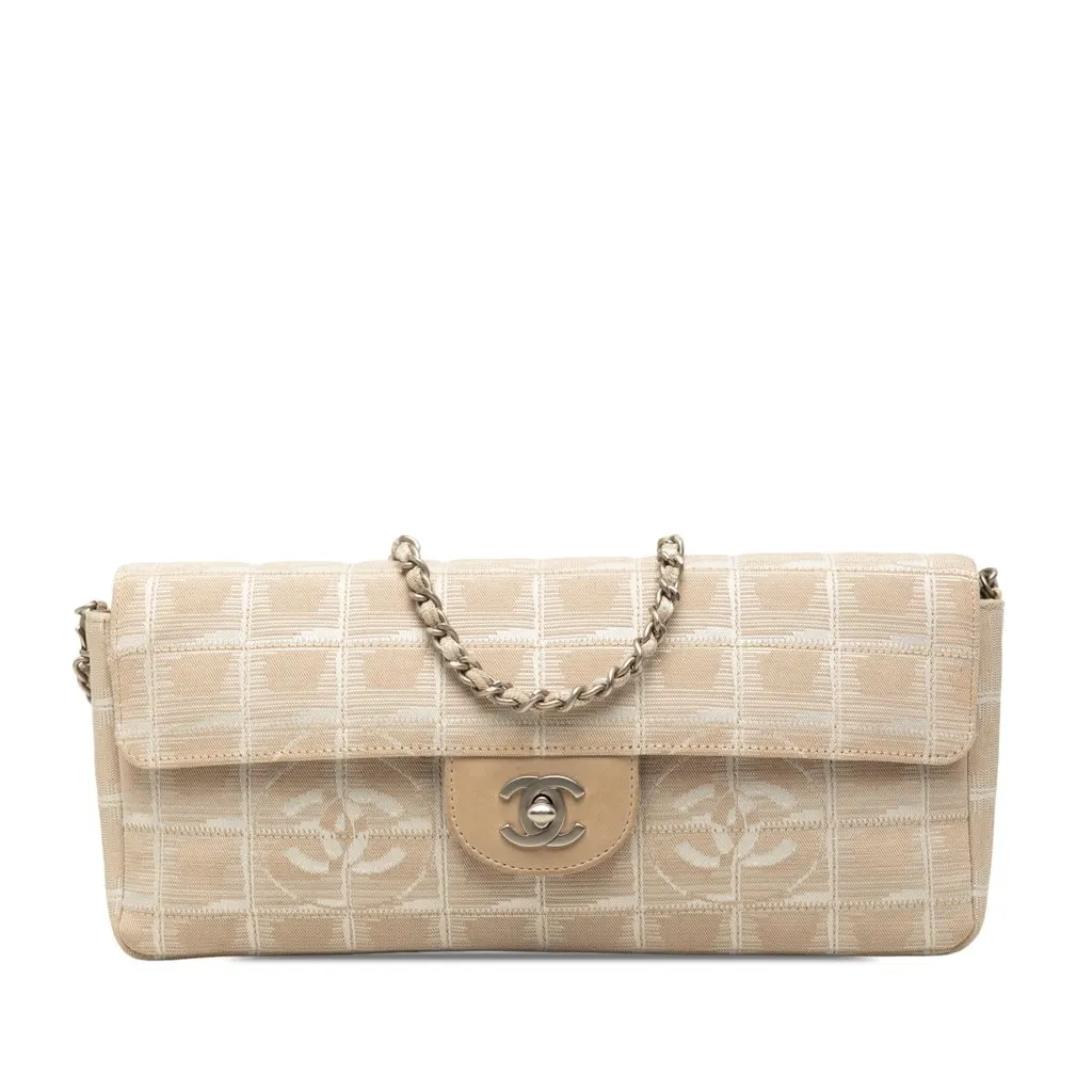 Chanel New Travel Line Nylon East West Flap Beige Very good - Front View