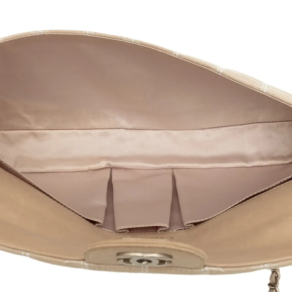 Chanel New Travel Line Nylon East West Flap Beige Very good - Model View