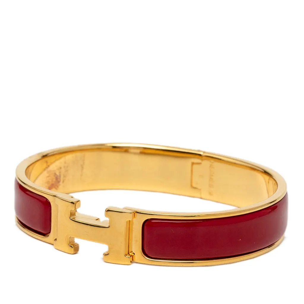 Hermès Narrow Enamel Clic H Bracelet PM Red Very good - Back View