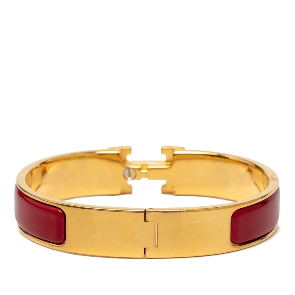 Hermès Narrow Enamel Clic H Bracelet PM Red Very good - Inside View