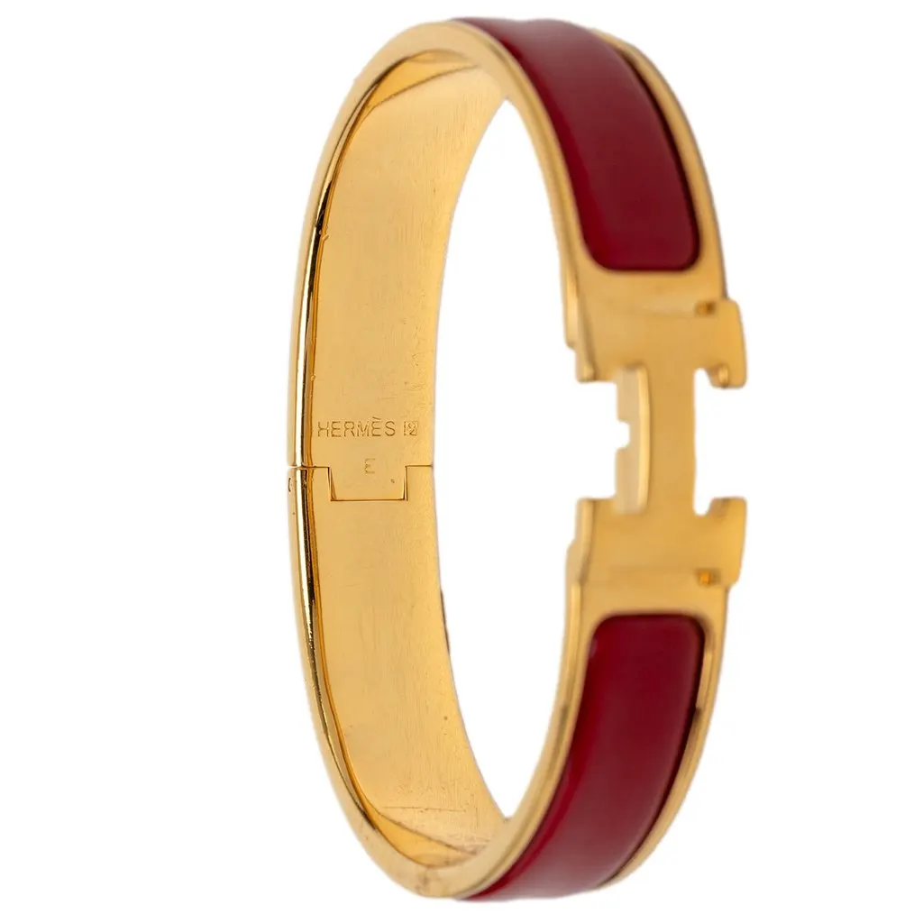 Hermès Narrow Enamel Clic H Bracelet PM Red Very good - Box View
