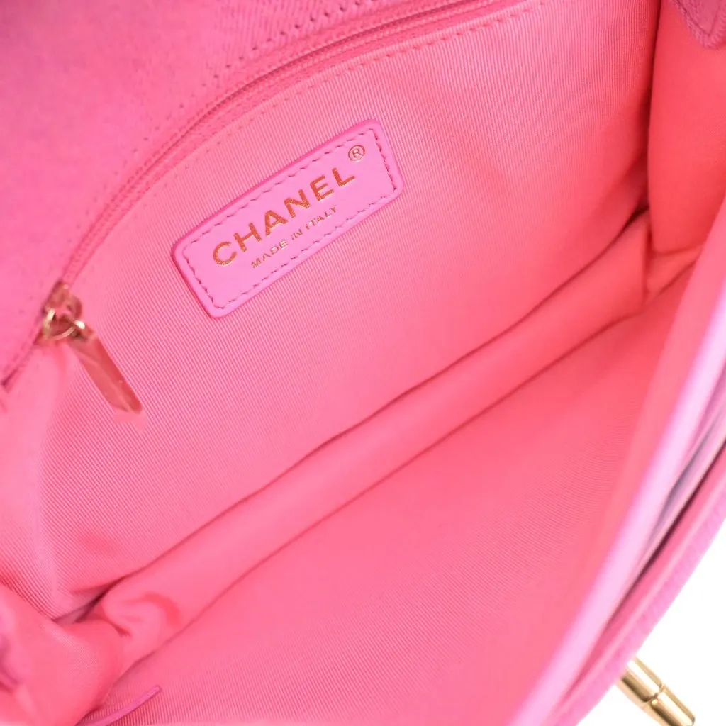 Chanel Small CC Quilted Denim Messenger Flap Pink Very good - Model View