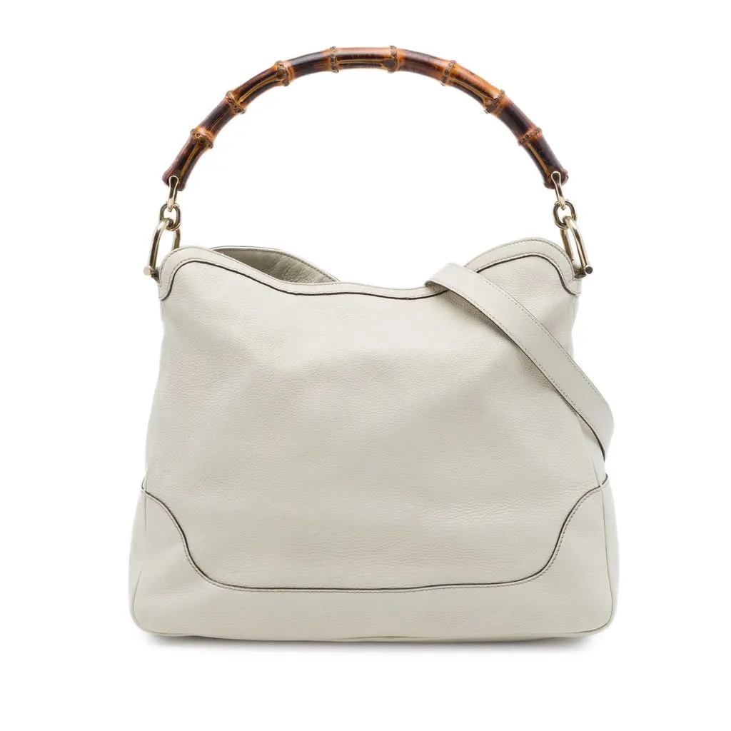 Gucci Calfskin Bamboo Diana Satchel White Leather Very good - Front View