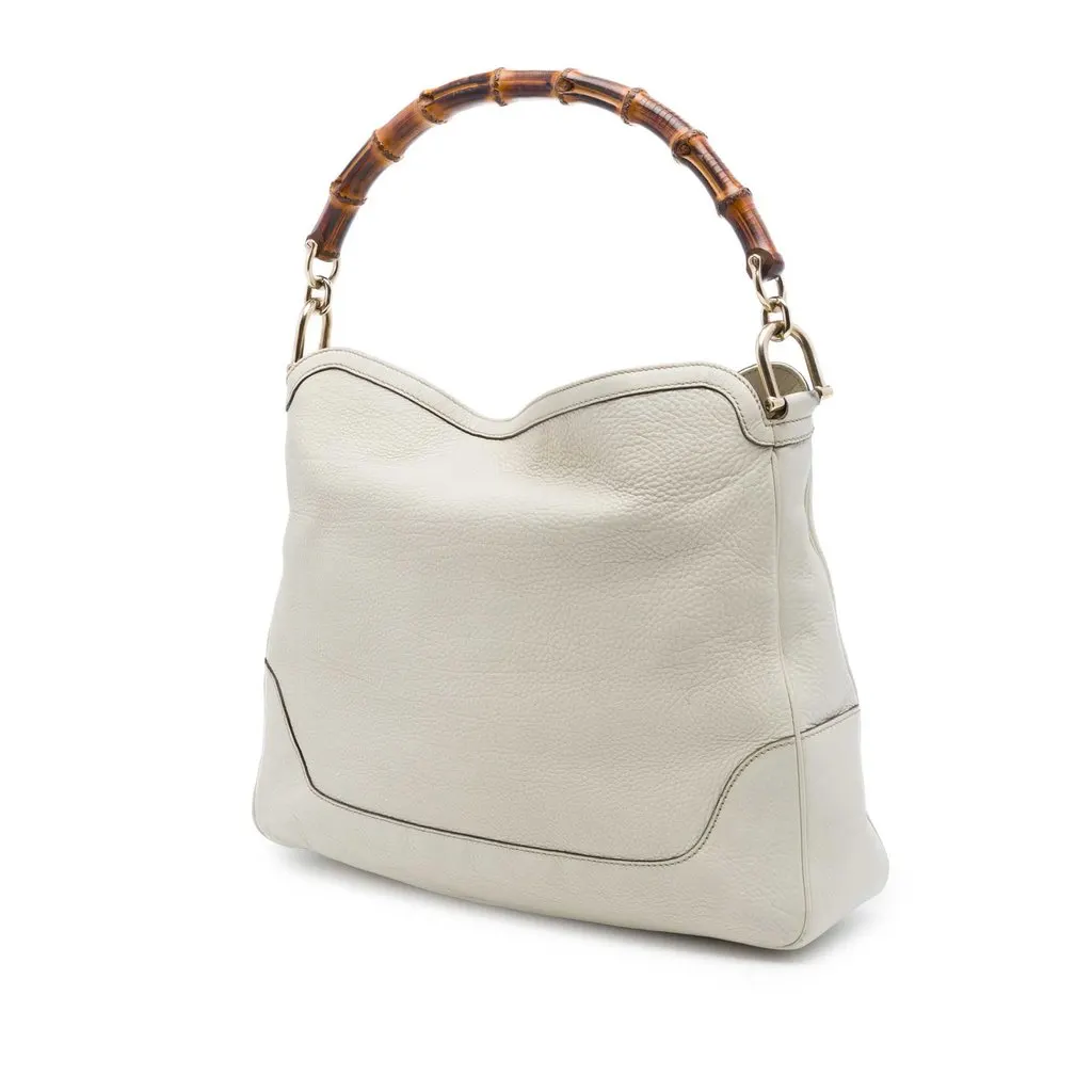 Gucci Calfskin Bamboo Diana Satchel White Leather Very good - Back View