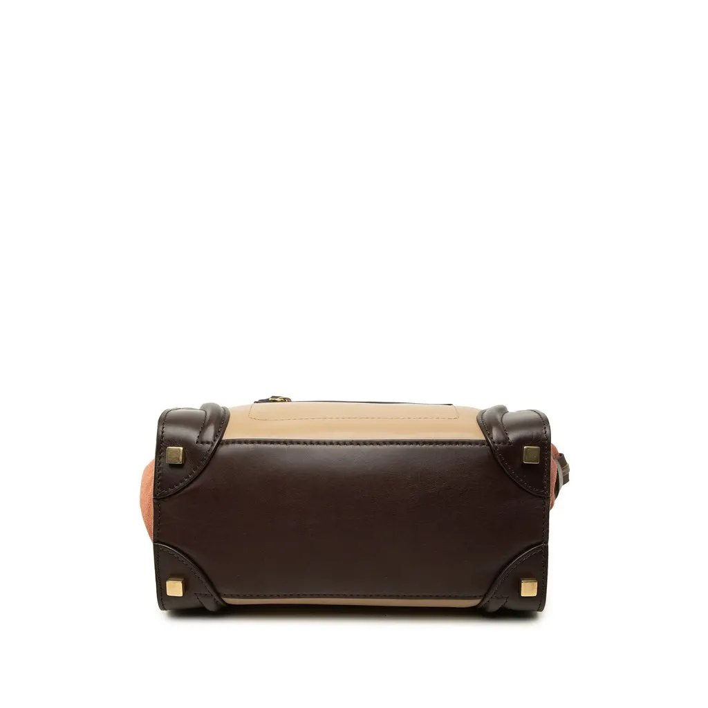 Celine Micro Tricolor Calfskin and Suede Luggage Tote Beige Leather Very good - Inside View