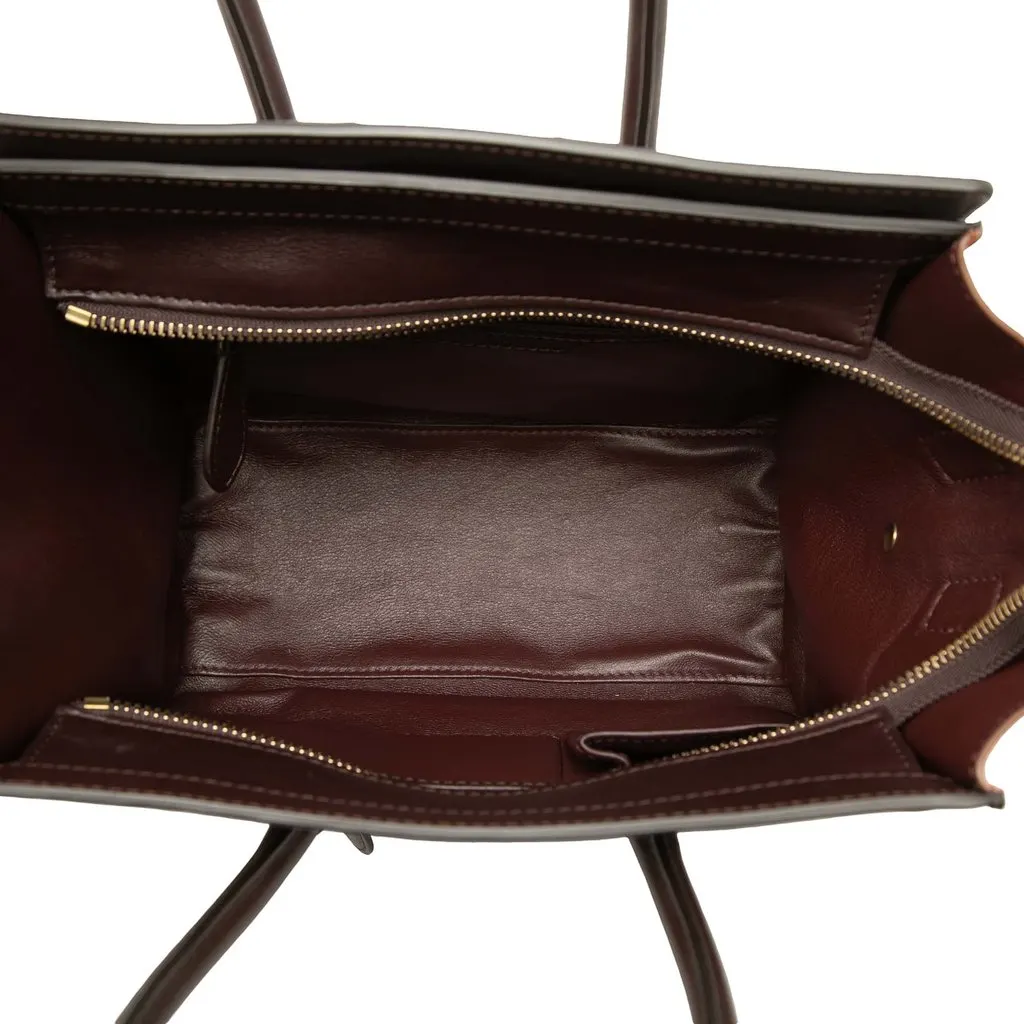 Celine Micro Tricolor Calfskin and Suede Luggage Tote Beige Leather Very good - Model View