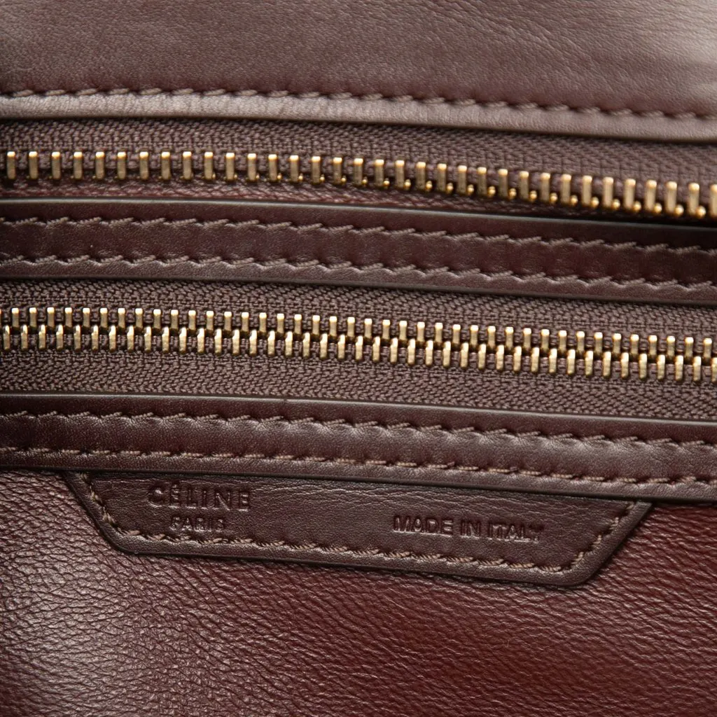 Celine Micro Tricolor Calfskin and Suede Luggage Tote Beige Leather Very good - Box View