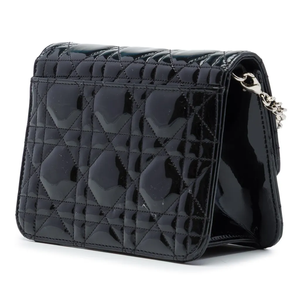 Dior Mini Patent Cannage Miss Dior Pouch Black Leather Good - Back View