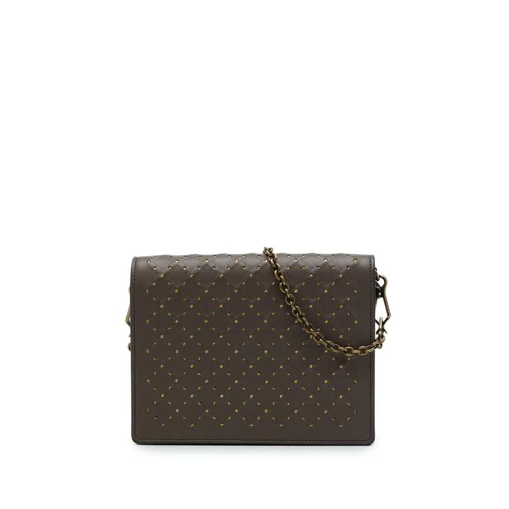 Bottega Veneta Studded Nappa Catena Wallet On Chain Brown Leather Very good - Front View