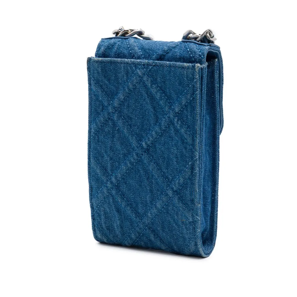 Chanel Denim 19 Phone Holder with Chain Blue Very good - Back View