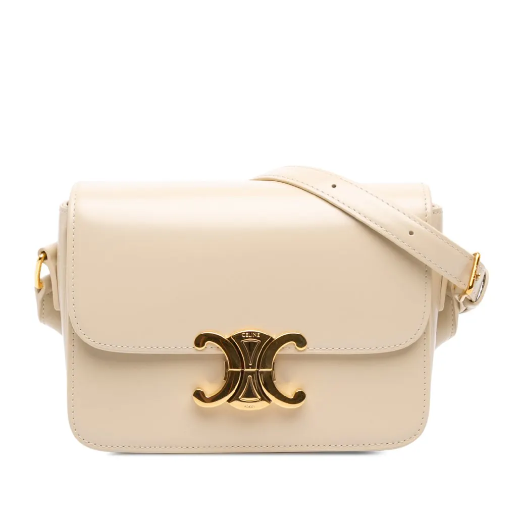 Celine Teen Shiny Calfskin Triomphe Crossbody Brown Leather Very good - Front View