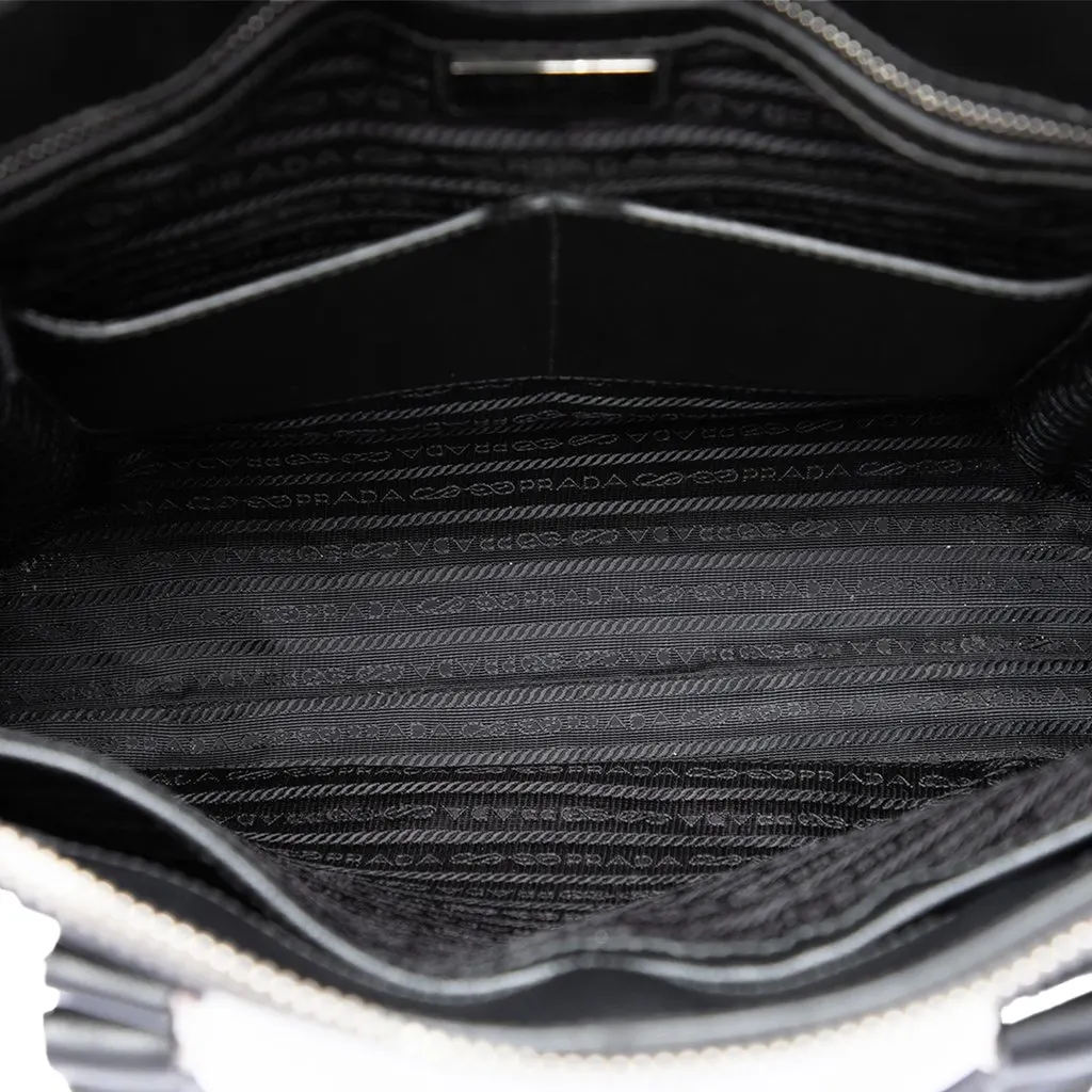 Prada Saffiano North South Tote Black Leather Good - Model View