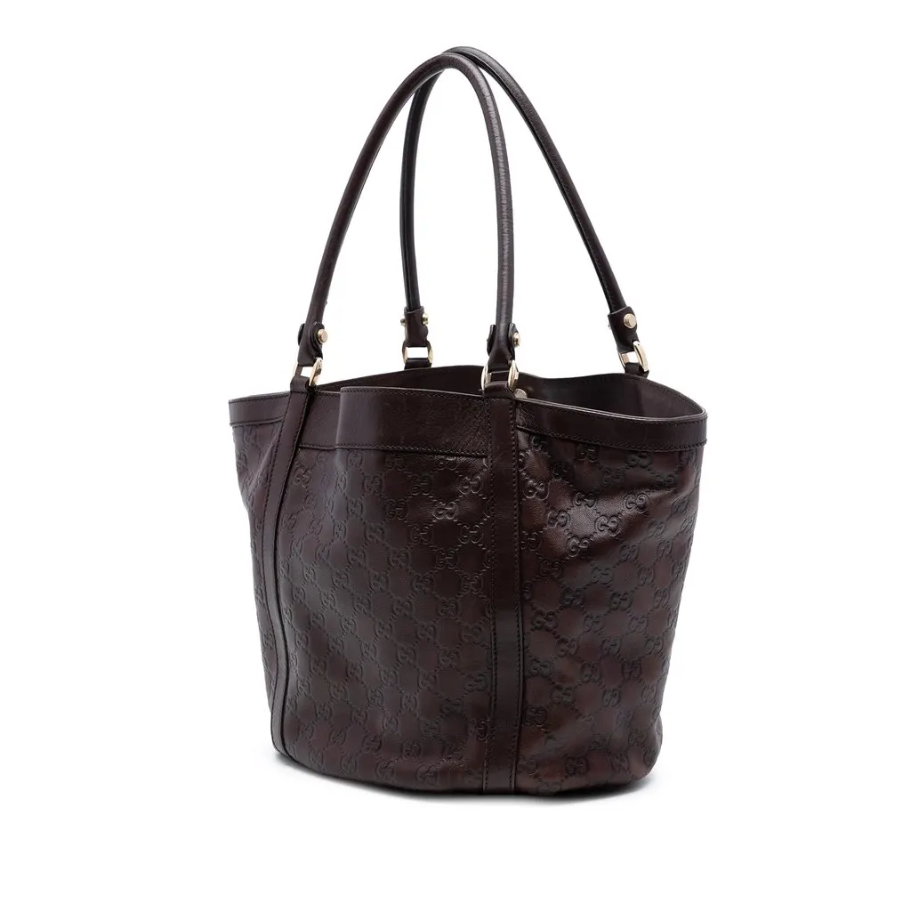 Gucci Guccissima Abbey D Ring Tote Brown Leather Very good - Back View