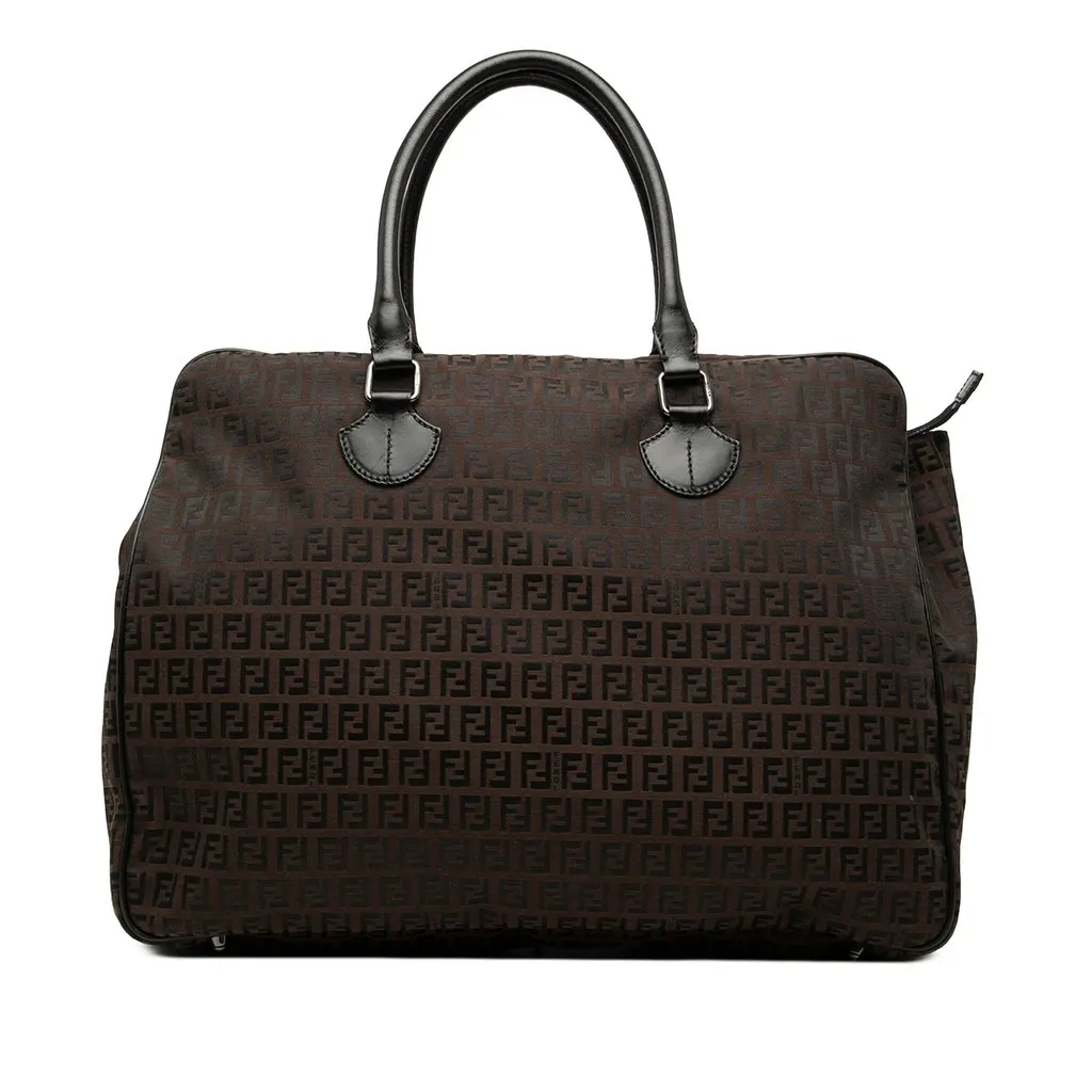 Fendi Zucchino Canvas Business Bag Brown Very good - Front View