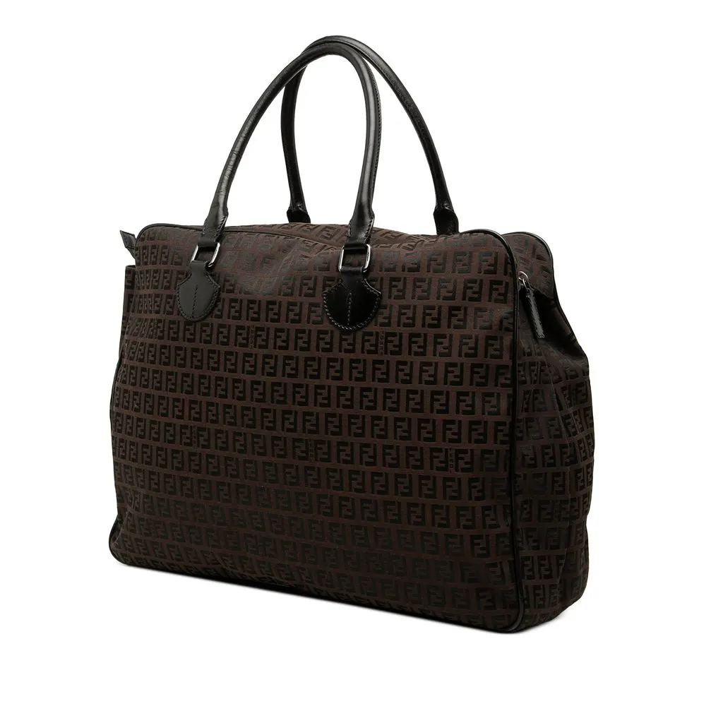 Fendi Zucchino Canvas Business Bag Brown Very good - Back View