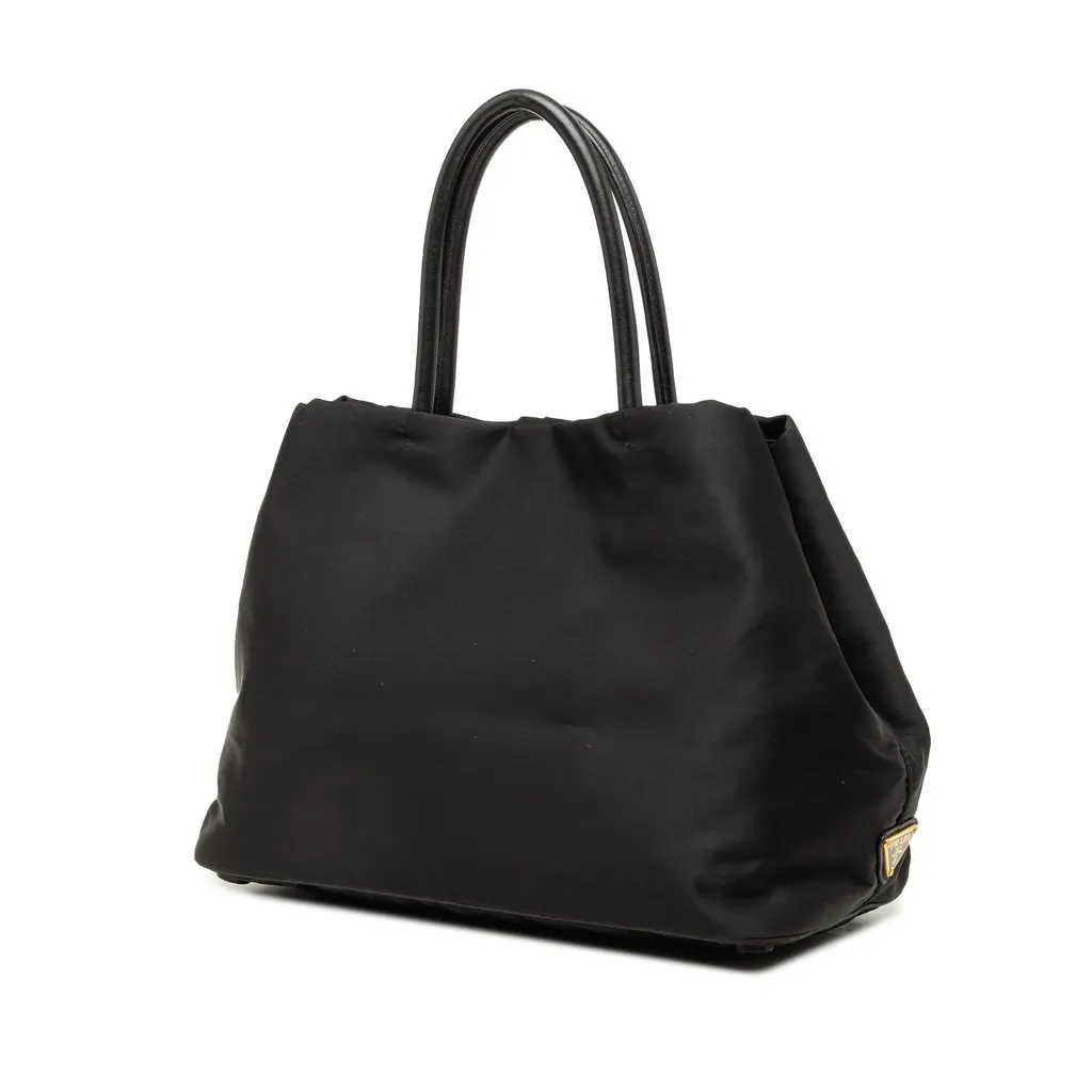 Prada Tessuto Canapa Logo Bow Satchel Black Polyamide Very good - Back View