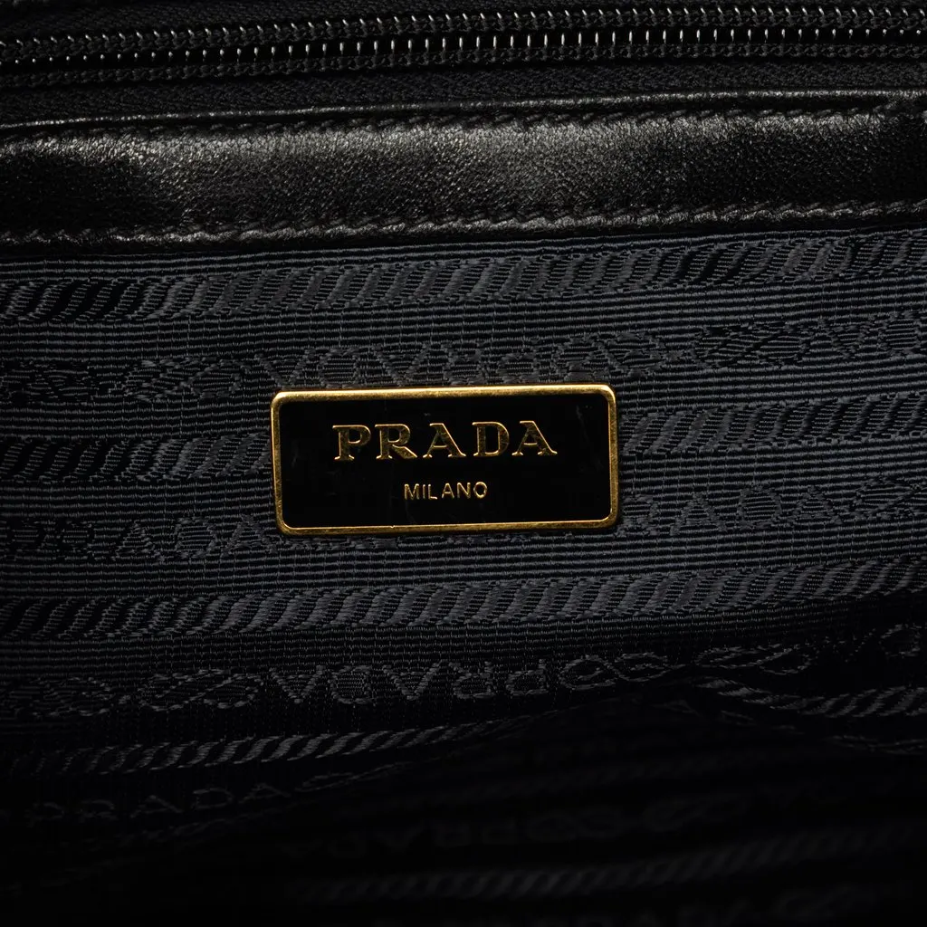 Prada Tessuto Canapa Logo Bow Satchel Black Polyamide Very good - Box View