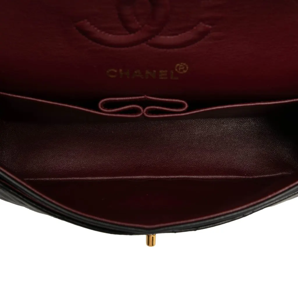 Chanel Small Classic Lambskin Double Flap Black Leather Very good - Model View