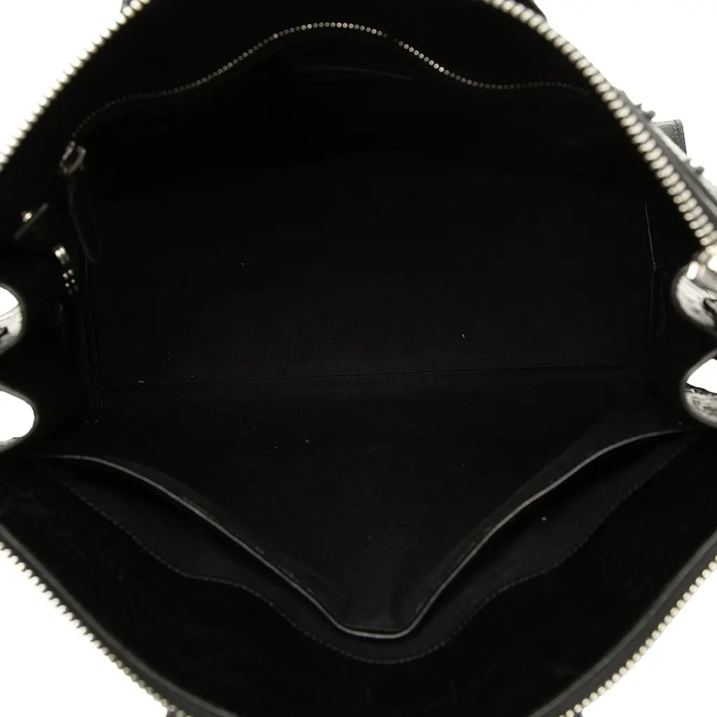 Saint Laurent Croc Embossed Sac de Jour Souple Zip North South Tote Black Leather Good - Model View