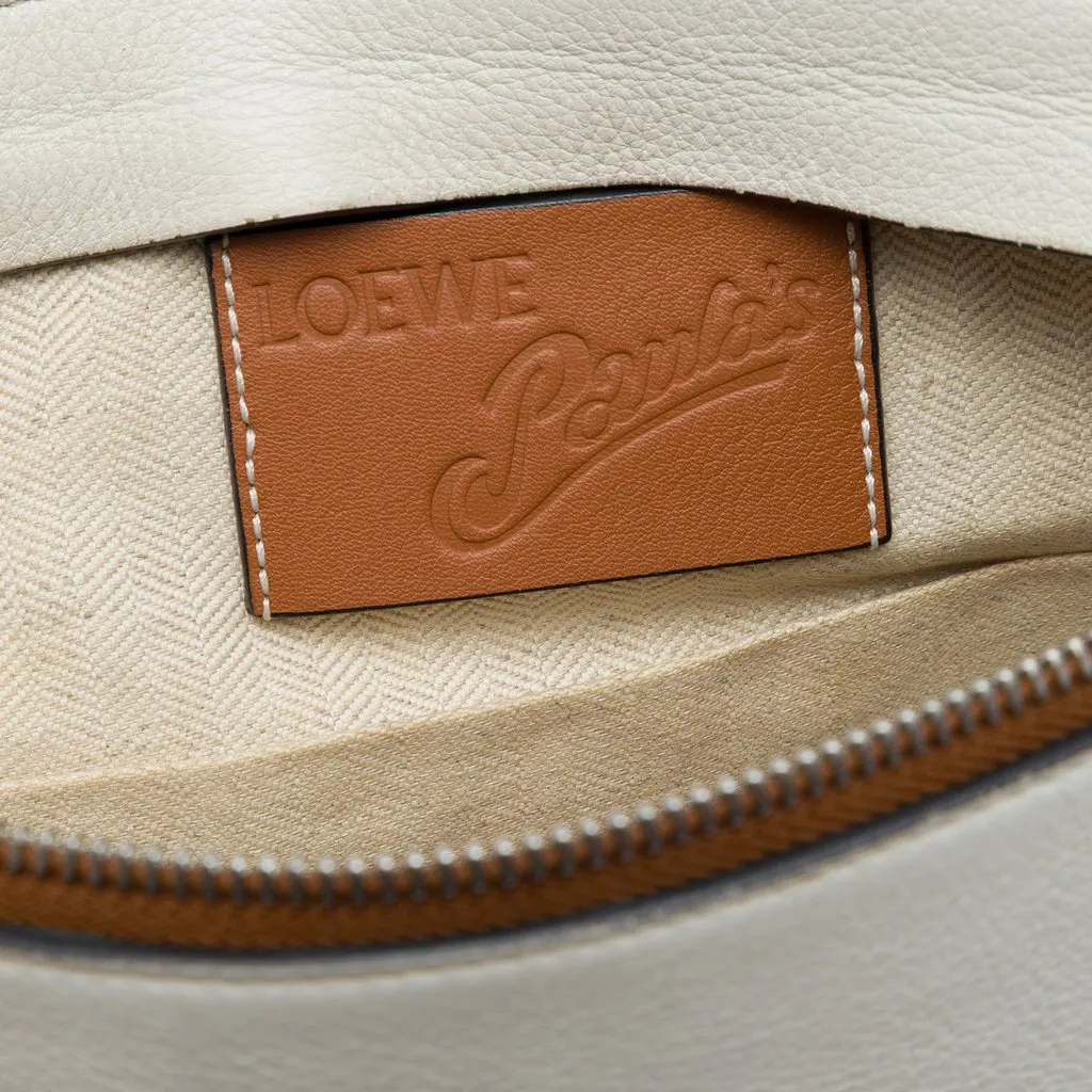LOEWE Paulas Ibiza Leather Fringe T Pouch Crossbody White Leather Very good - Box View