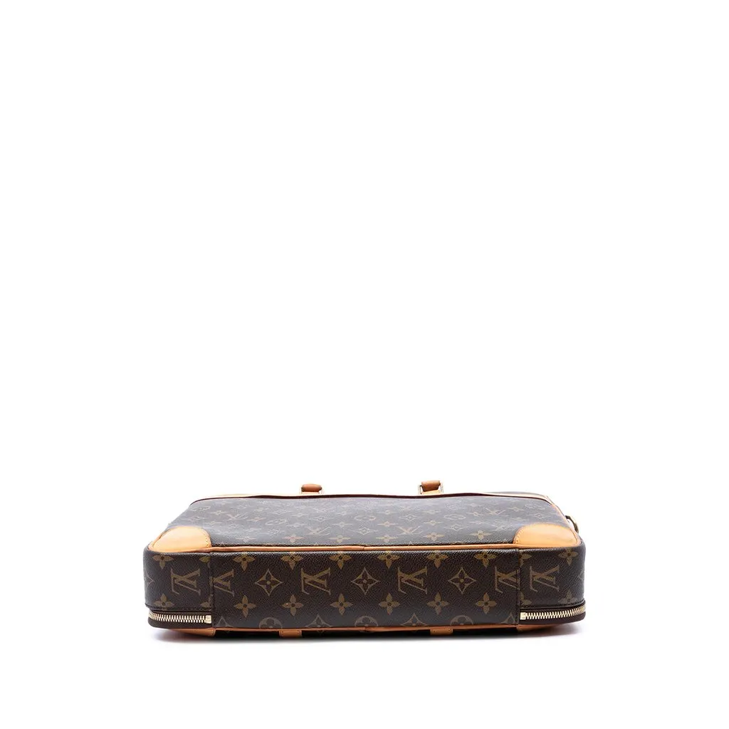 Louis Vuitton Monogram Cupertino Briefcase Brown Canvas Good - Inside View
