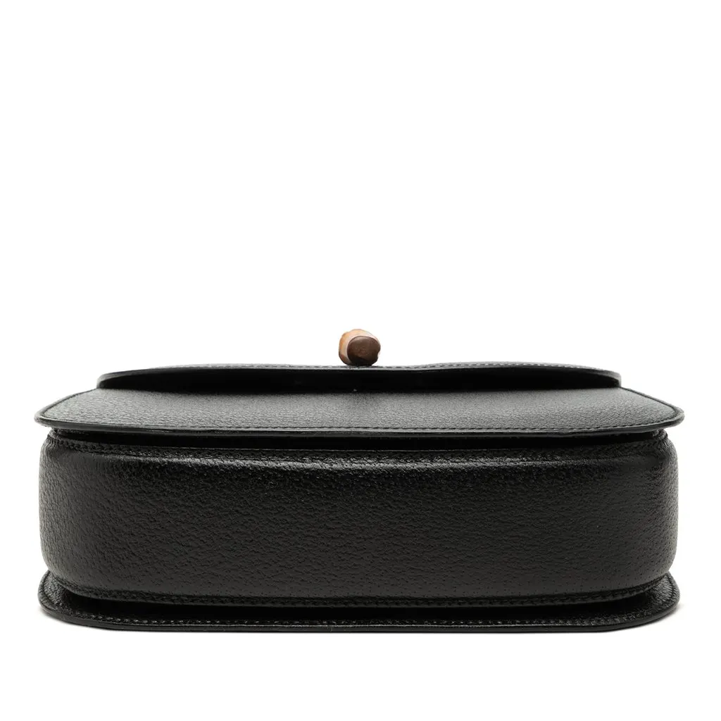 Gucci Small Grained Calfskin Bamboo Night Black Leather Very good - Inside View