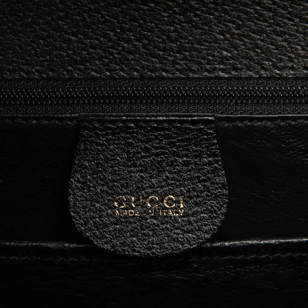 Gucci Small Grained Calfskin Bamboo Night Black Leather Very good - Box View