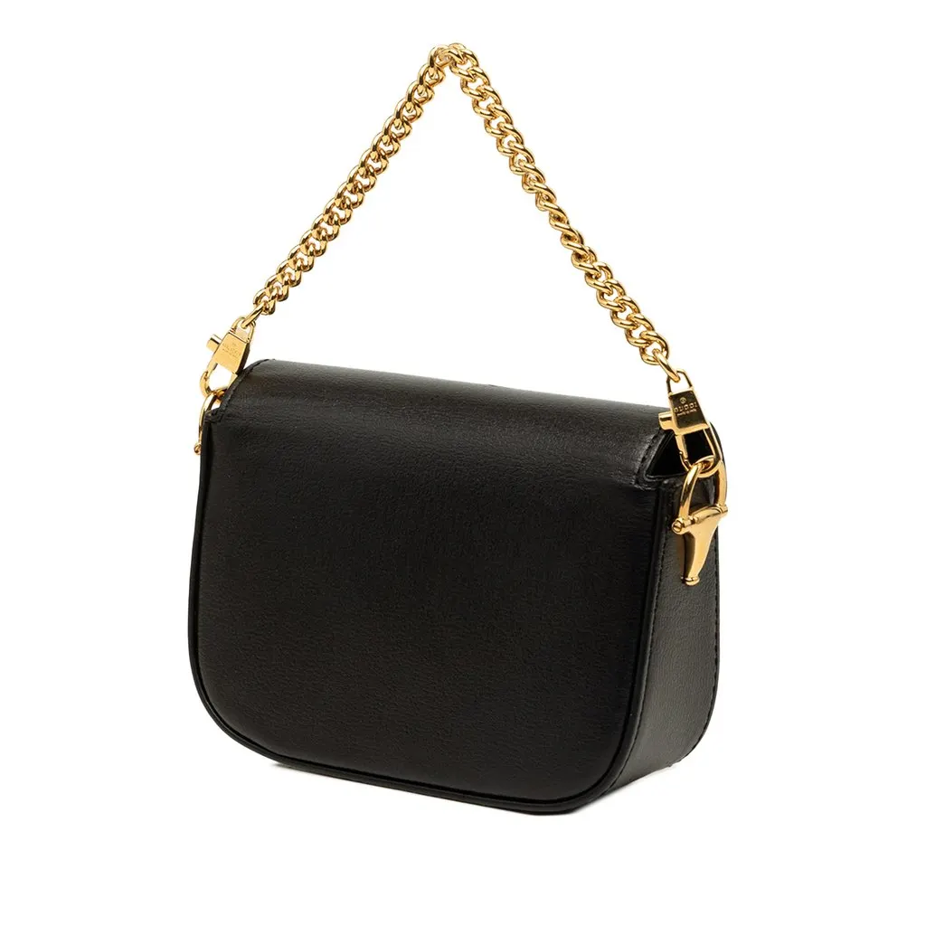 Gucci Mini Calfskin Web Horsebit 1955 Satchel Black Leather Very good - Back View