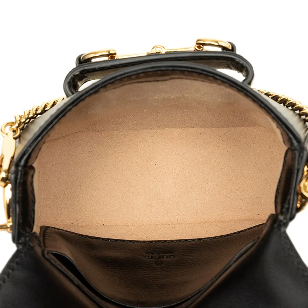 Gucci Mini Calfskin Web Horsebit 1955 Satchel Black Leather Very good - Model View