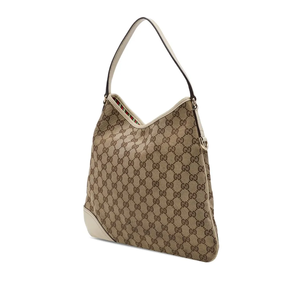 Gucci GG Canvas New Britt Hobo Beige Canvas Good - Back View
