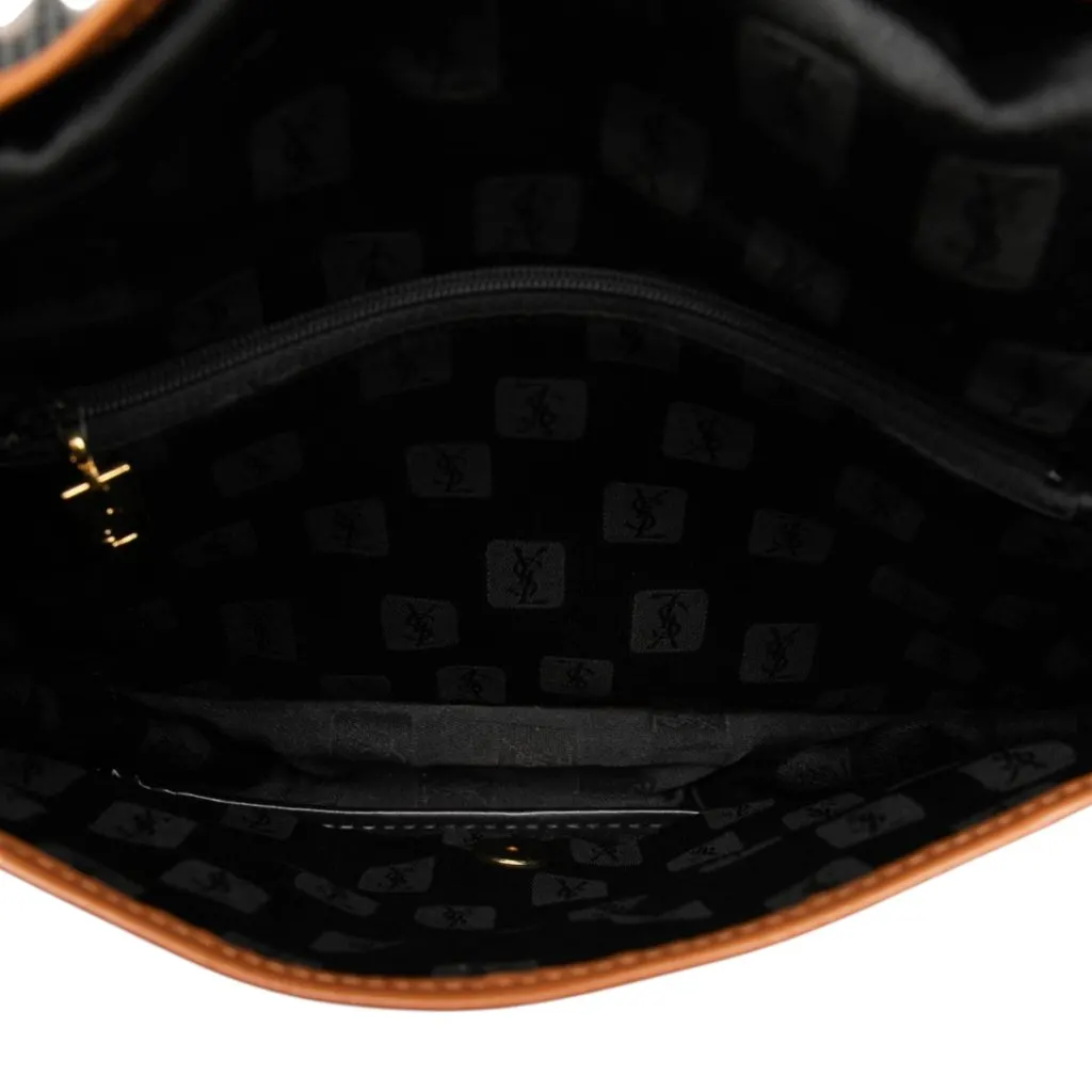 Saint Laurent Leather Trimmed Coated Canvas Crossbody Black Canvas Good - Model View