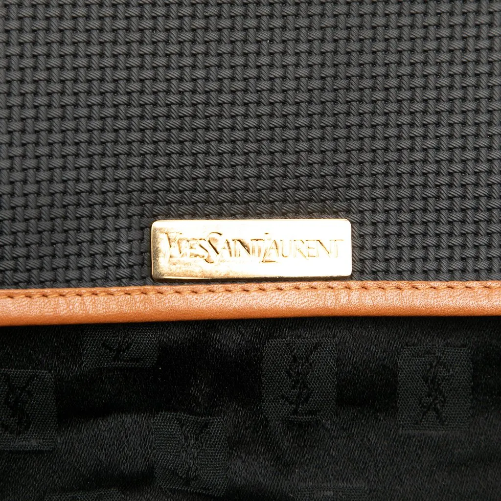 Saint Laurent Leather Trimmed Coated Canvas Crossbody Black Canvas Good - Box View
