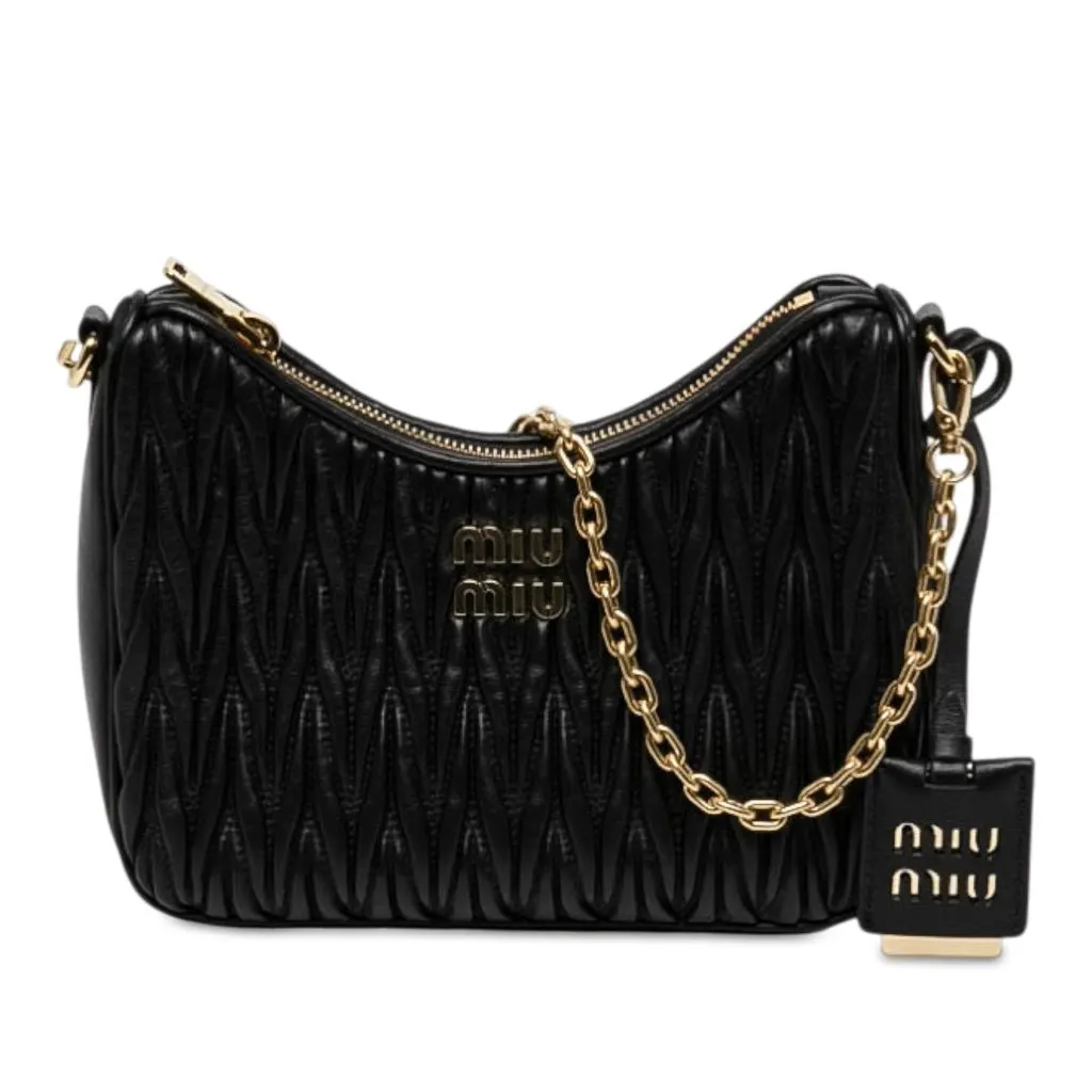 Miu Miu Matelasse Nappa Satchel Black Leather Very good - Front View